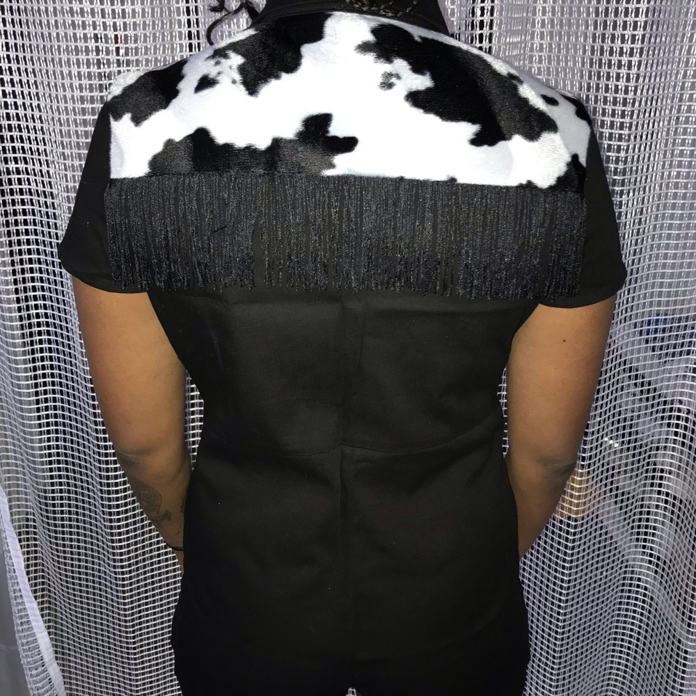 Black and white cotton romper with details